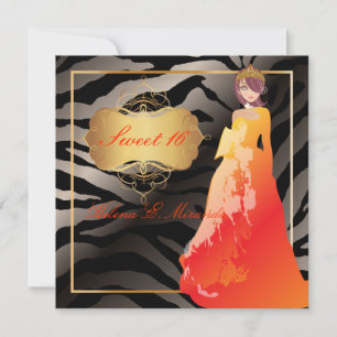 Sweet 16/ Quinceañera/Quince años/zebra stripes Invitation