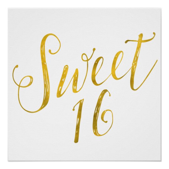 sweet 16 quote faux gold foil sparkly template poster zazzle com au