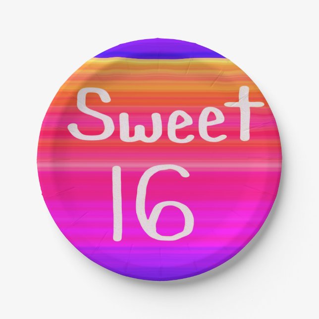 Sweet 16 Rainbow Paper Plate (Front)