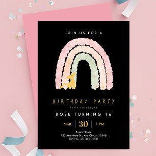 Sweet 16 Rainbow Pastel Birthday Party Invitation 