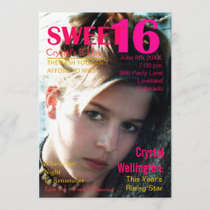 Sweet 16 Rising Star Red Magazine Cover Invite