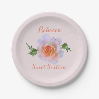 Sweet 16 Rose Birthday Paper Plate