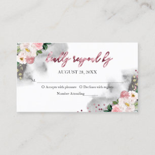 Sweet 16 Rose Gold Blush Floral RSVP Enclosure Business Card
