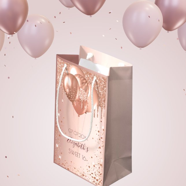 SWEET 16 rose gold blush glitter balloons Small Gift Bag (Creator Uploaded)