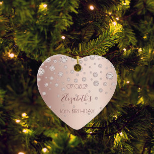 Sweet 16 rose gold diamonds ceramic ornament