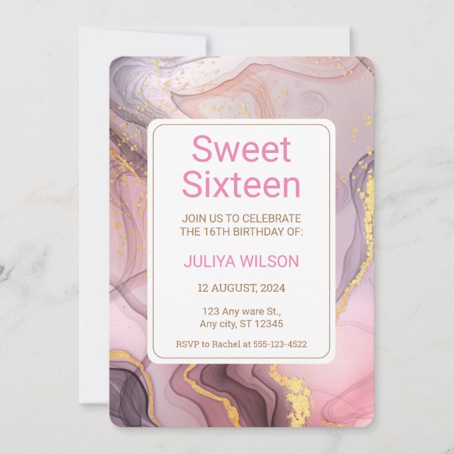 Sweet 16 Rose Gold glitter girls birthday party Invitation (Front)