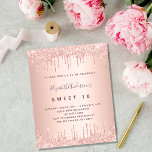 Sweet 16 rose gold glitter pink 16th birthday invitation postcard<br><div class="desc">A modern, stylish and glamourous invitation for a girl's Sweet 16, 16th birthday party. A faux rose gold metallic looking background with an elegant faux rose gold glitter drip, paint drip look. The name is written with a modern dark rose gold coloured hand lettered style script. Personalise and add your...</div>