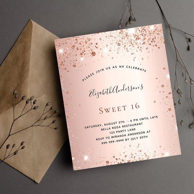 Sweet 16 rose gold invitation (Creator Uploaded)