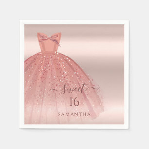 Sweet 16 Rose Gold Script Glam Birthday Paper Napkin