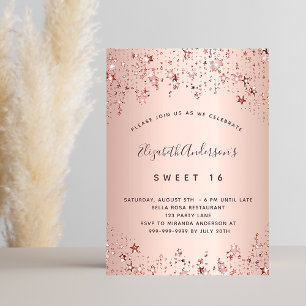 Sweet 16 rose gold stars blush luxury invitation