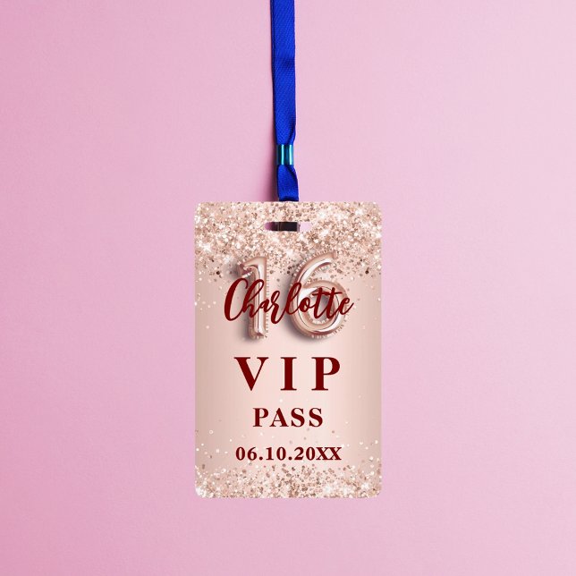Sweet 16 rose gold vip party pass ID badge (Creator Uploaded)