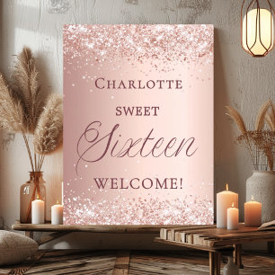 Sweet 16 rose gold welcome  poster