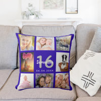 Sweet 16 royal blue photo collage name