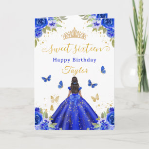 Sweet 16 Royal Blue Princess African American Girl Card