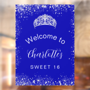 Sweet 16 royal blue silver glitter welcome