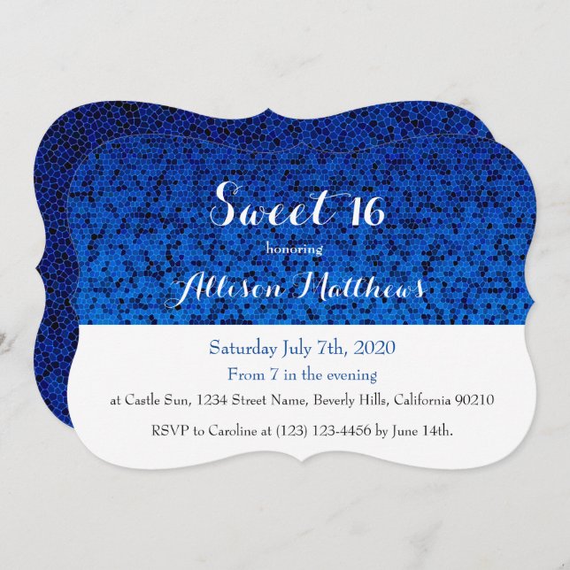 Sweet 16 Royal Blue Sparkle Invitation (Front/Back)