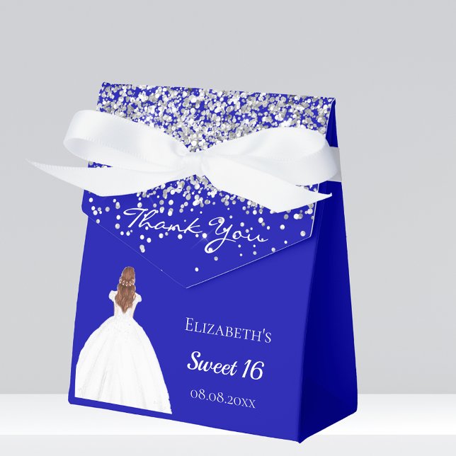 Sweet 16 royal blue white dress party favour box (Creator Uploaded)