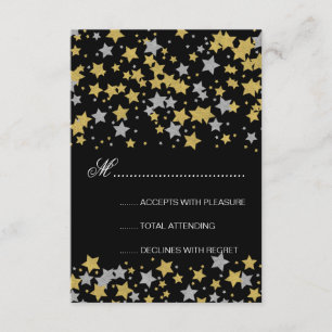 Sweet 16 RSVP Gold Silver Glitter Star Confetti Card
