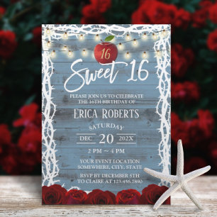 Sweet 16 Rustic Fairy Tale Snow White Dusty Blue Invitation