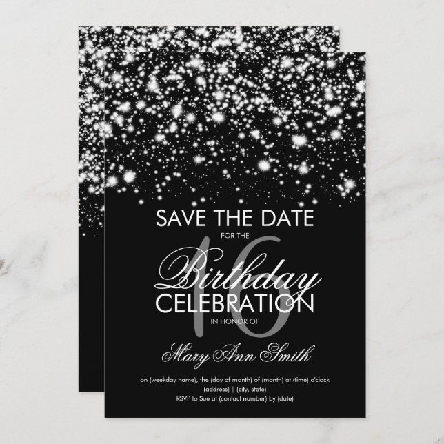 Sweet 16 "Save The Date" Silver Invitation (Front/Back)
