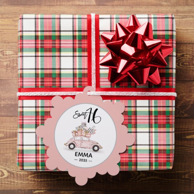 Sweet 16 Script Car Photo Snowflake Tree Decoration Card (Insitu (Gift))