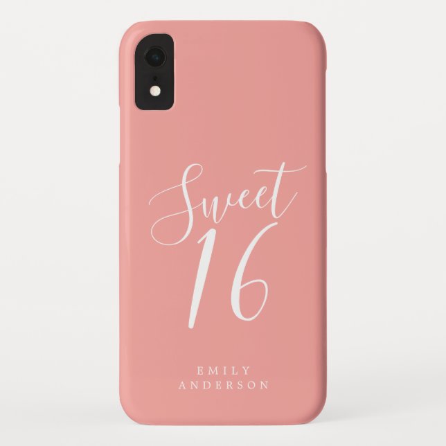 Sweet 16 Script Pink 16th Birthday Case-Mate iPhone Case (Back)
