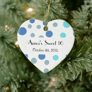 Sweet 16 - Seamless Dots, Spots - Blue Ceramic Tree Decoration