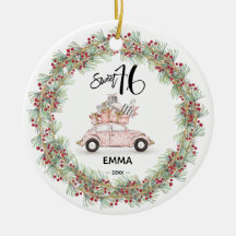 Sweet 16 Signature Script Car Photo Greenery