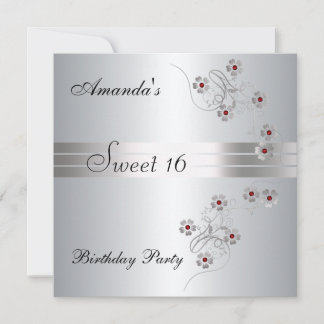 Sweet 16 Silver Birthday Party Invitation