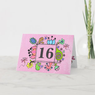 Sweet 16 Sixteen 16th Birthday Gift Greeting Card