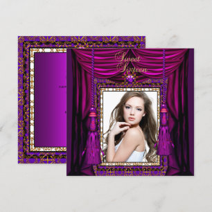Sweet 16 Sixteen Birthday Party Purple Pink Gold Invitation