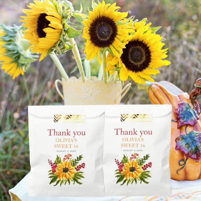 Sweet 16 Sixteen Birthday Party Sunflower Country Favour Bag (Creator Uploaded)
