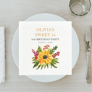 Sweet 16 Sixteen Birthday Party Sunflower Country Napkin