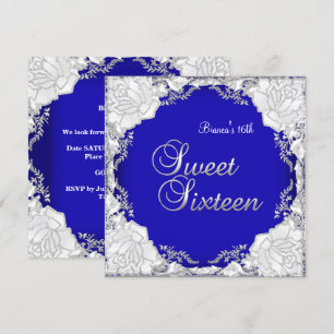 Sweet 16 Sixteen Birthday Purple Blue Silver Invitation