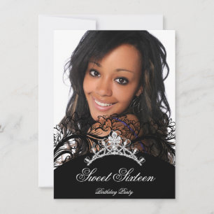 Sweet 16 Sixteen Black Lace Photo Invitation