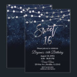 Sweet 16 Sixteen Blue & Silver Sparkle Lights Invitation<br><div class="desc">Sweet 16 Sixteen Blue & Silver Sparkle Lights Party</div>
