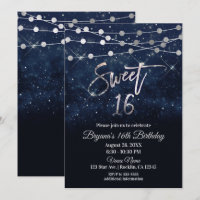 Sweet 16 Sixteen Blue & Silver Sparkle Lights