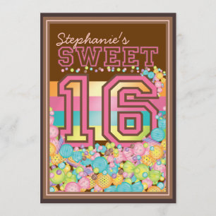 Sweet 16 Sixteen Candy Collection in Pink Brown Invitation