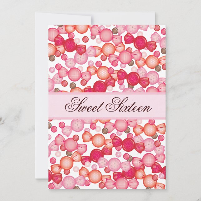 Sweet 16 Sixteen Candy Collection in Pink Invitation (Front)