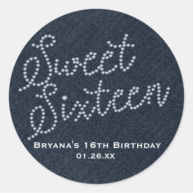 Sweet 16 Sixteen Diamond & Diamonds Sticker (Front)