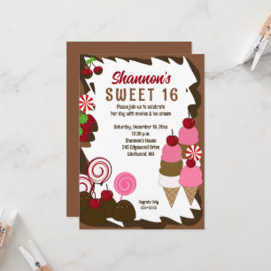 Sweet 16 Sixteen Ice Cream Party Invitation