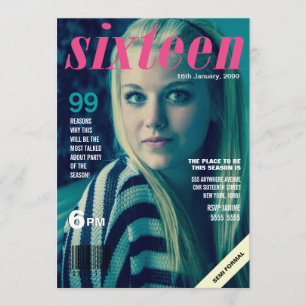 Sweet 16 Sixteen Magazine Cover Photo Invite