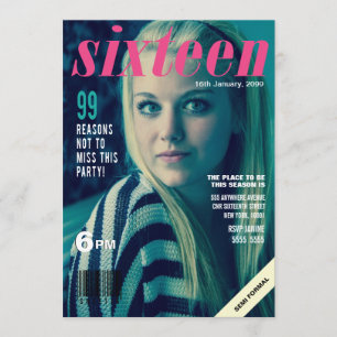 Sweet 16 Sixteen Magazine Cover Photo Invite