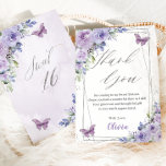 Sweet 16 Sixteen Purple Lilac Floral Butterflies Thank You Card<br><div class="desc">Personalise this lovely Sweet 16 thank you card with own wording easily and quickly,  simply press the customise it button to further re-arrange and format the style and placement of the text.  Matching items available in store!  (c) The Happy Cat Studio</div>