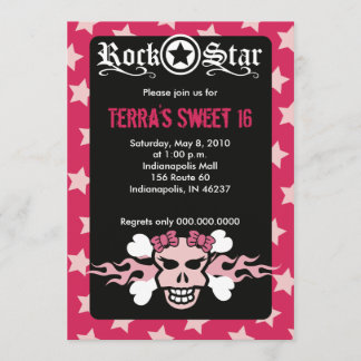 SWEET 16 SIXTEEN SKULL PUNK ROCKER BIRTHDAY INVITATION