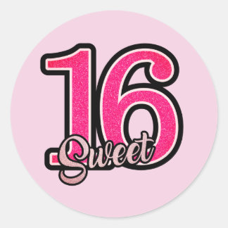 Sweet 16 sticker/seal classic round  sticker