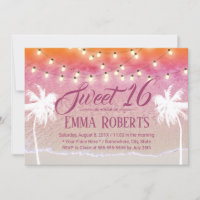 Sweet 16 String Lights Pink Beach Palm Trees