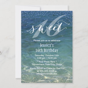 Sweet 16 Summer Beach Modern Confetti Dots Invitation
