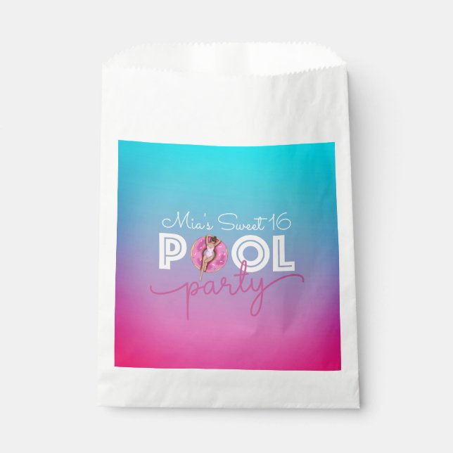 Sweet 16 summer pool party favour cookie bag (Front)