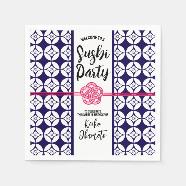 Sweet 16 Sushi party 花菱七宝紋 Hanabishi Shippo Napkin (Front)